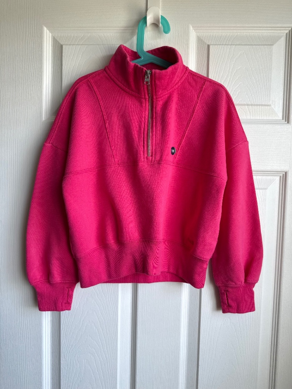 NWT Abercrombie Kids Pink Fleece Quarter Zip Pullover Sweatshirt Size 7/8 year